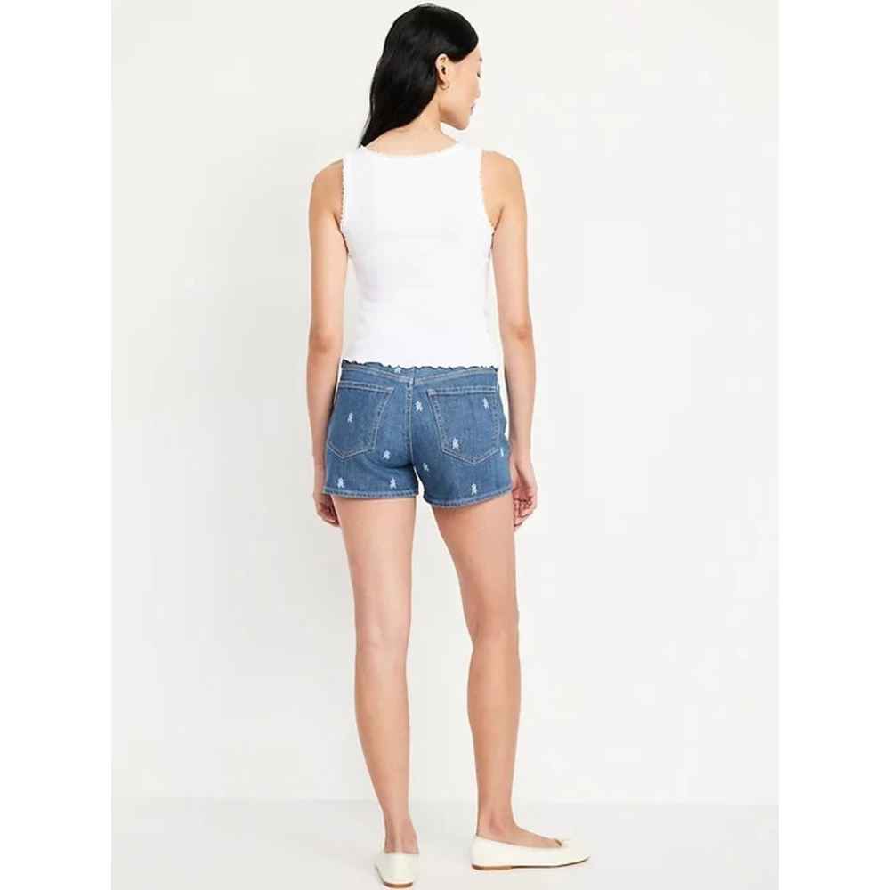 Old Navy High-Waisted OG Jean Shorts 3-inch inseam in Blue Floral Print Size 18 - Picture 6 of 8